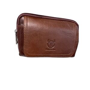 Men's Leather Bull‎ Captain Belt Wallet Hands Free Wallet Brown Zip Pocket